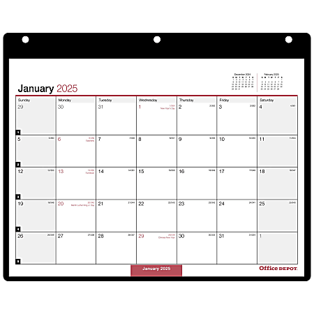 2025 Office Depot Monthly Wall Calendar, 11" x 8", Traditional, January 2025 To December 2025, OD201200