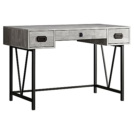 Monarch Specialties 48"W 3-Drawer Computer Desk, Black/Gray