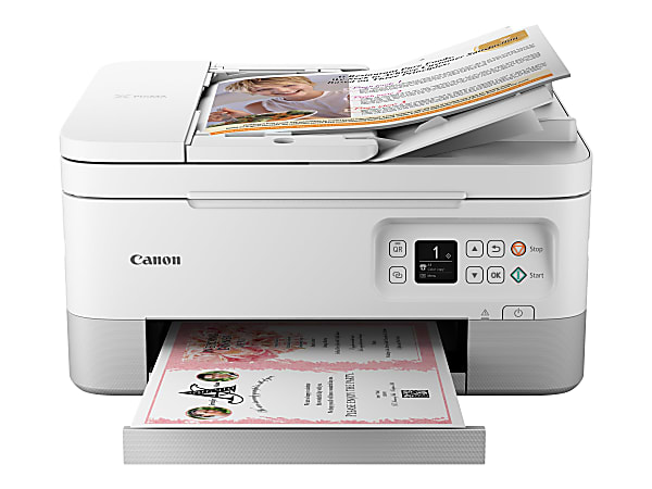 Canon® PIXMA™ TR7020a Wireless All-In-One Color Inkjet Printer, White