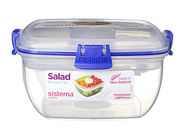 Sistema Salad Container, Clear/Blue