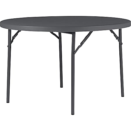 Dorel Zown Commercial Round Blow Mold Fold Table - Round Top - 4 Legs - 750 lb Capacity - 48" Table Top Diameter - 60533SGY1E