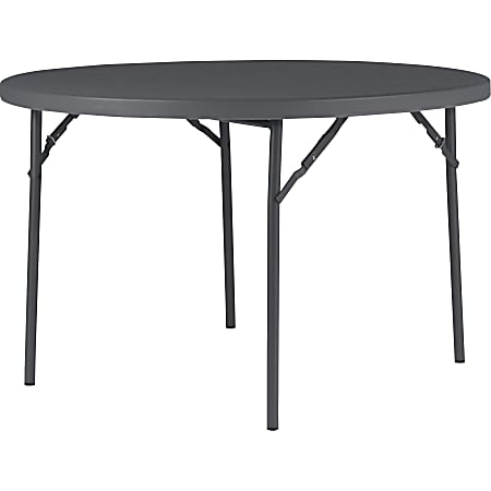 Dorel Zown Commercial Round Blow Mold Fold Table - Round Top - 4 Legs - 750 lb Capacity x 48" Table Top Diameter - 29.30" Height - Gray - High-density Polyethylene (HDPE), Resin - 1 Each