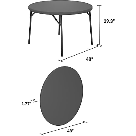 Dorel Zown Commercial Round Blow Mold Fold Table - For - Table TopRound Top - 4 Legs - 750 lb Capacity x 48