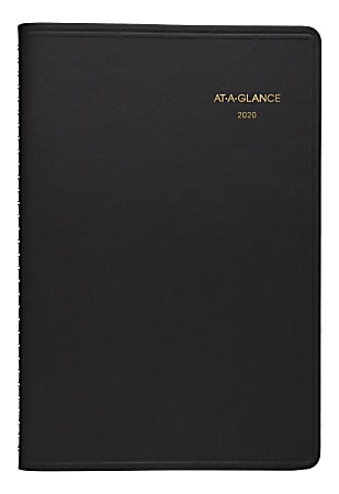 AT-A-GLANCE® Daily Appointment Book/Planner, Quarter-Hourly, 5-1/2" x 8-1/2", Black, January to December 2020 