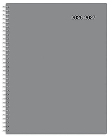 2026-2027 Office Depot® Brand Monthly Academic Planner, 8-1/2" x 11", 30% Recycled, Gray, July 2026 To June 2027
