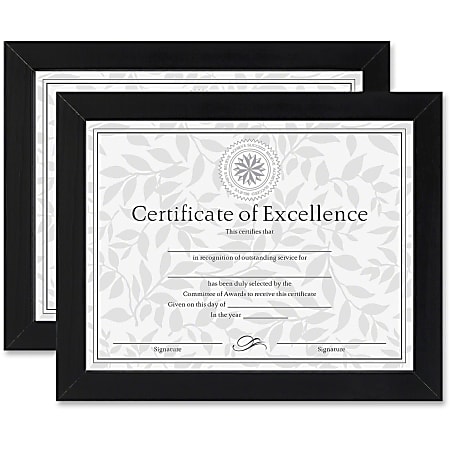 Dax Linen Insert Certificate Mahogany Frame - 14" x 11" Frame Size - Holds 11" x 8.50" Insert - Rectangle - Desktop - 1 / Set - Solid Wood - Black, Mahogany