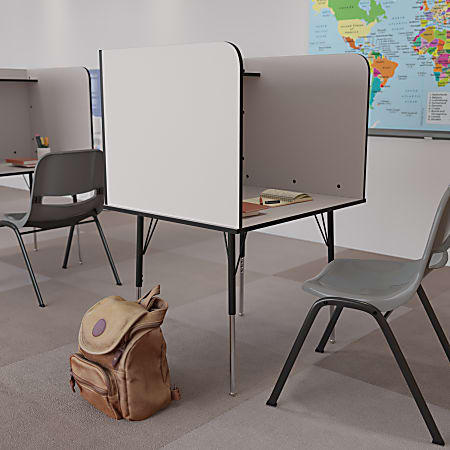 Flash Furniture 36"W Student Desk/Carrel With Top Shelf, Nebula Gray