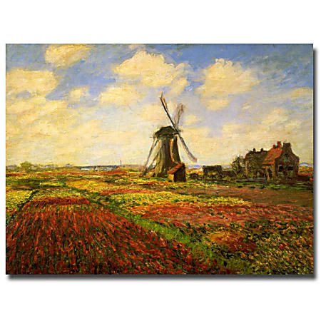 Trademark Global Tulips In A Field Gallery-Wrapped Canvas Print By Claude Monet, 24"H x 32"W