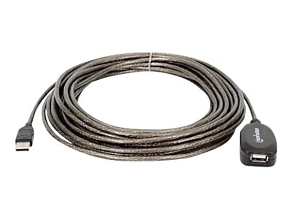 Manhattan USB-A to USB-A Extension Cable, 10m, Male to Female, Active, 480 Mbps (USB 2.0), Daisy-Chainable, Built In Repeater, H - 151573