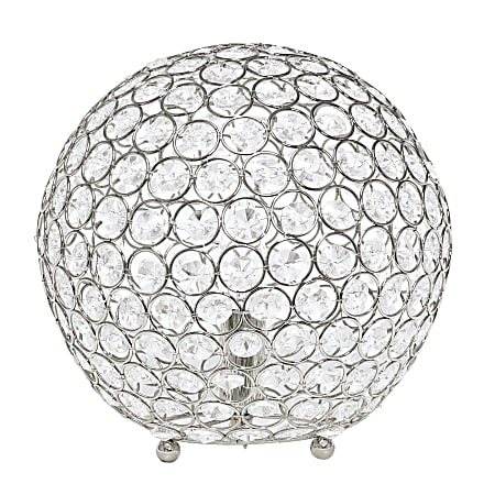 Elegant Designs Crystal Ball Table Lamp, 10"H, Silver