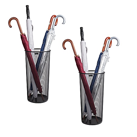 Mind Reader Umbrella Stand Multi-Purpose Storage Organizers 19-1/2"H x 10-1/4"W x 10-1/4"L, Black, Set of 2