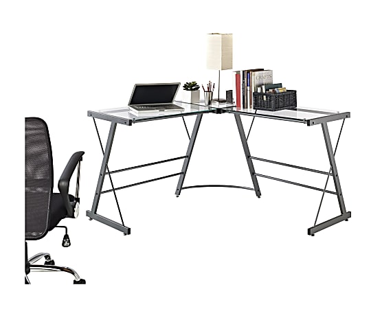 L shaped glass desk office depot cheap