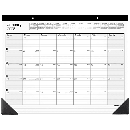 2025 Office Depot Monthly Desk Pad Calendar, 21-3/4" x 17", Traditional, January 2025 To December 2025, SP24D00