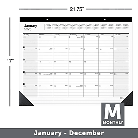 2025 Office Depot Monthly Desk Pad Calendar 21 34 x 17 Traditional January 2025 To December 2025 SP24D00 Office Depot