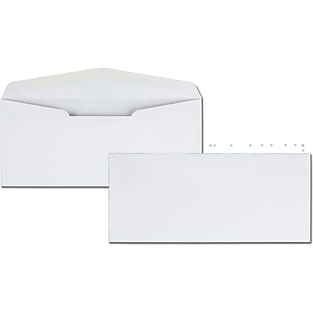Quality Park No. 10 Business Envelopes with Gummed Closure and Diagonal Seam - Business - #10 - 4 1/8" Width x 9 1/2" Length - 24 lb - Gummed - White - Wove - 500 / Box