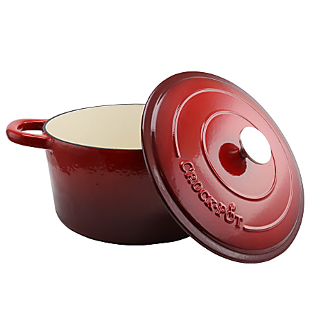 Crock Pot Artisan 7 qt Enameled Cast Iron Oval Dutch Oven in Scarlet Red