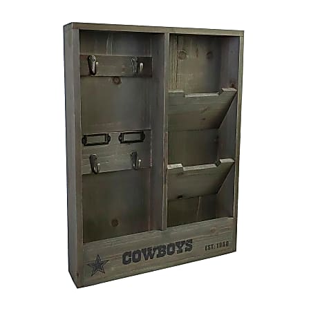 Imperial NFL Wall Mounted Wood Organizer, 19”H x 14-1/4”W x 2-3/4”D, Dallas Cowboys
