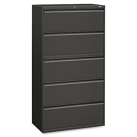 HON® 36"W x 19-1/4"D Lateral 5-Drawer File Cabinet With Lock, Charcoal