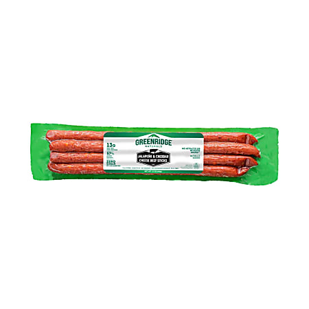 Greendridge Naturals Jalapeno & Cheddar Grass Fed Beef Sticks, 1 Oz, Case Of 12 Sticks