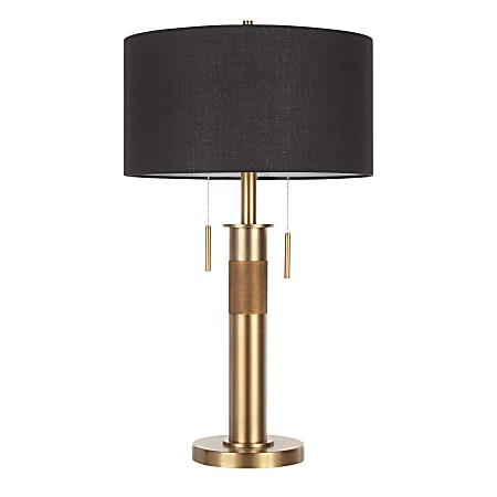 LumiSource Trophy Table Lamp, 26-1/2"H, Black Shade/Gold Base