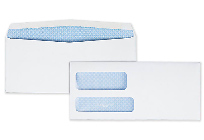 Quality Park® #9 Double-Window Envelopes, Left Windows (Top/Bottom), Gummed Seal, White, Box Of 500