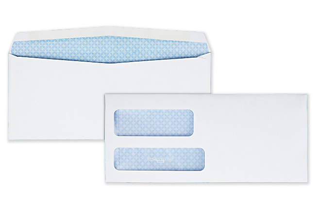 Quality Park® #8 5/8 Double-Window Envelopes, Left Windows (Top/Bottom), Gummed Seal, White, Box Of 500