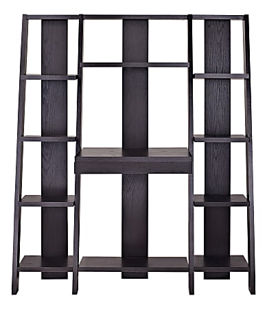 Ameriwood™ Home Ladder Bookcase Towers With Desk, 11 Shelves, Espresso