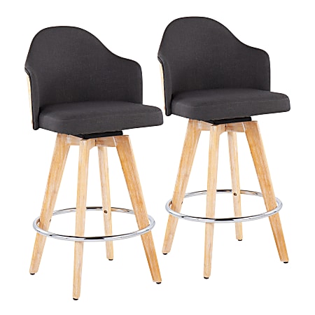 LumiSource Ahoy Fixed-Height Counter Stools, Charcoal/Natural