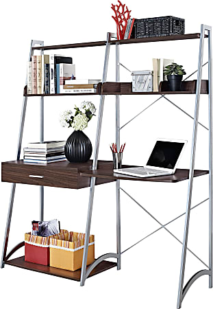 Altra Wood Computer Desk, Ladder With Tower Bookcase, Walnut