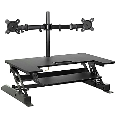 Mount-It! MI-7934 22"W Standing Desk Converter With Dual-Monitor Mount, Black