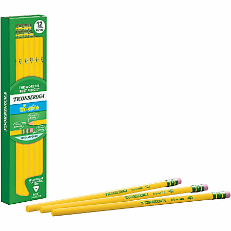 TICONDEROGA Erasers Pencil Shaped Yellow 3 ct 38953 - Office Depot