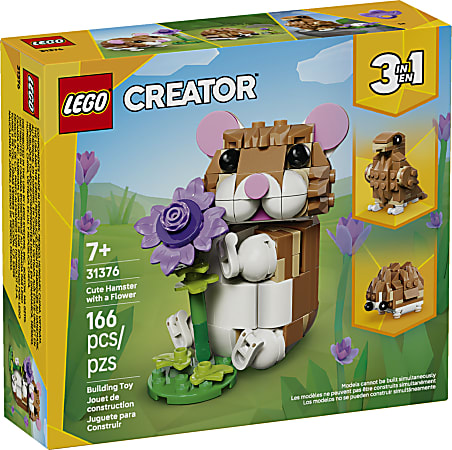 LEGO Creator 3-in-1 Cute Hamster with a Flower Building Blocks Set, Total Qty 1