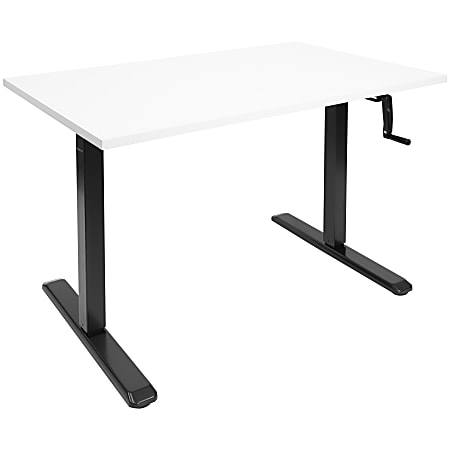 Mount-It! Hand Crank Standing Desk Frame With Adjustable Height And 48"W Tabletop, Black/White