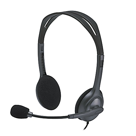 Logitech® H111 Over-The-Head Binaural Stereo Headset, Gray
