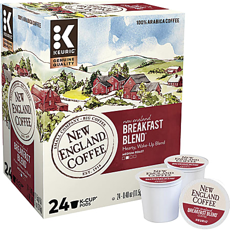 New England Coffee Single-Serve K-Cups, Medium Roast, New England Breakfast Blend, Box Of 24 K-Cups