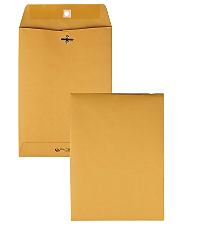 Quality Park Gummed Kraft Clasp Envelopes - Clasp - #75 - 7 1/2" Width x 10 1/2" Length - 28 lb - Gummed - Kraft - 100 / Box - Kraft