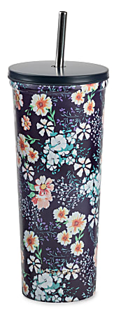 HYDRAGEAR Wine Tumbler w/Sliding Lid Insulated Stainless Steel 14oz  Floral-NWT