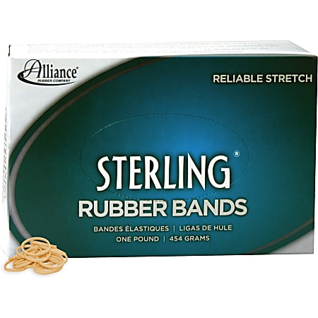 Alliance Rubber 24085 Sterling Rubber Bands - Size #8 - 1 lb Box - Approx. 7100 Bands - 7/8" x 1/16" - Natural Crepe