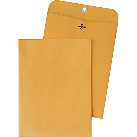 Quality Park Gummed Kraft Clasp Envelopes - Clasp - #94 - 9 1/4" Width x 14 1/4" Length - 28 lb - Gummed - Kraft - 100 / Box - Kraft