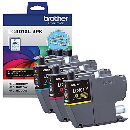 Brother LC401XL Cyan Magenta Yellow High Yield Ink Cartridges Pack Of 3 ...