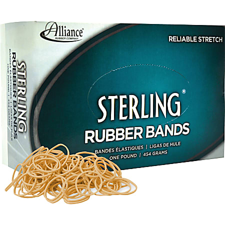Alliance Rubber 24105 Sterling Rubber Bands, Size #10, 1 1/4" x 1/16", Natural Crepe, Approximately 5000 Bands