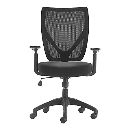 Serta Works - Chair - task - ergonomic - mid-back - armrests - T-shaped - tilt - swivel - polyester blend fabric, mesh - black