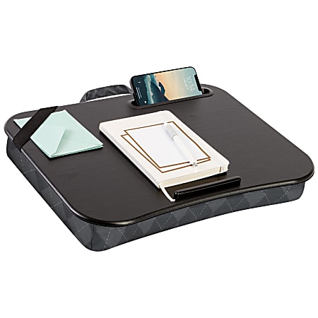 LapGear XL Designer Lap Desk Gray Argyle 18.5 x 14.8 Office Depot