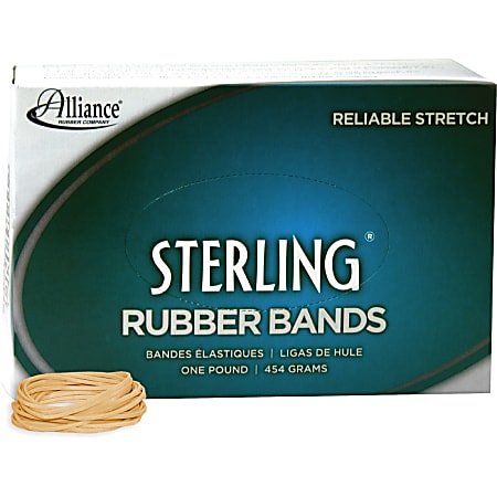 Alliance Rubber 24145 Sterling Rubber Bands, Size #14, 2" x 1/16", Natural Crepe, Approximately 3100 Bands