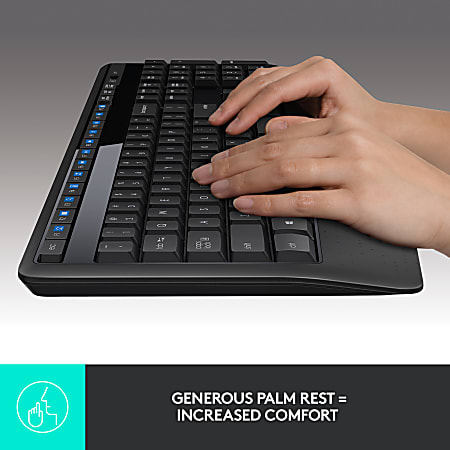 Black/blue Logitech Wireless Combo MK345 Keyboard and Optical Mouse 