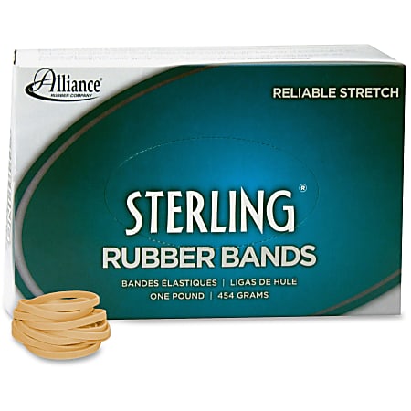 Alliance Rubber 24305 Sterling Rubber Bands, Size #30, 2" x 1/8", Natural Crepe, Approximately 1500 Bands