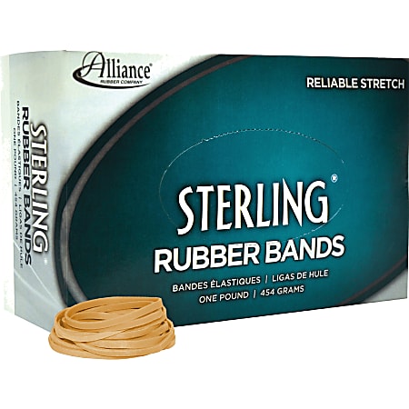 Alliance® Rubber 24315 Sterling Rubber Bands, 1.5" x 0.125", Natural Crepe, 1 lb.
