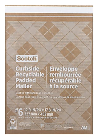 Scotch® Padded Mailers, Size 6, 12-1/2" x 17-1/2",