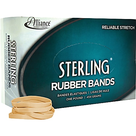 Alliance Rubber 24625 Sterling Rubber Bands, Size #62, 2 1/2" x 1/4", Natural Crepe, Approximately 600 Bands