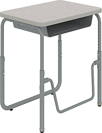 Safco® AlphaBetter 2.0 Height-Adjustable Sit/Stand 28"W Student Desk With Book Box And Pendulum Bar, Gray, 1222GR